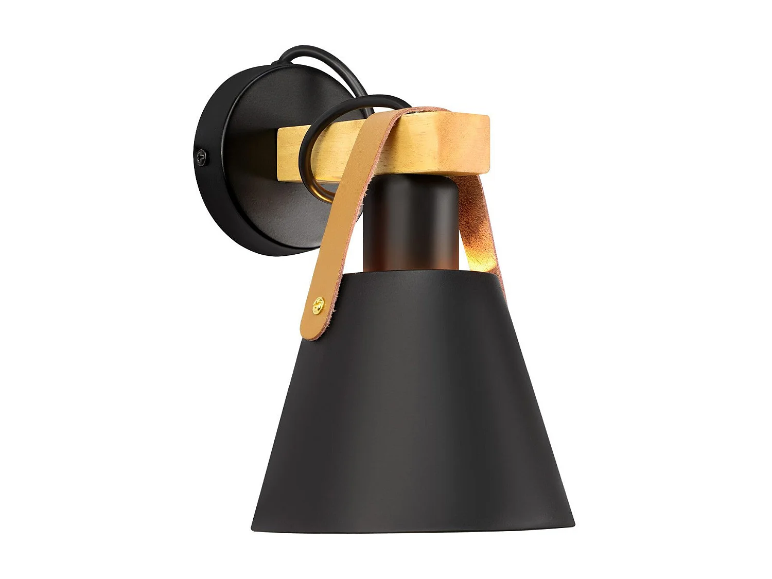 NETTLIFE Vintage Applique murale rétro E27 en noir industriel intérieur éclairage mural en bois cuir plastique (sans ampoule)