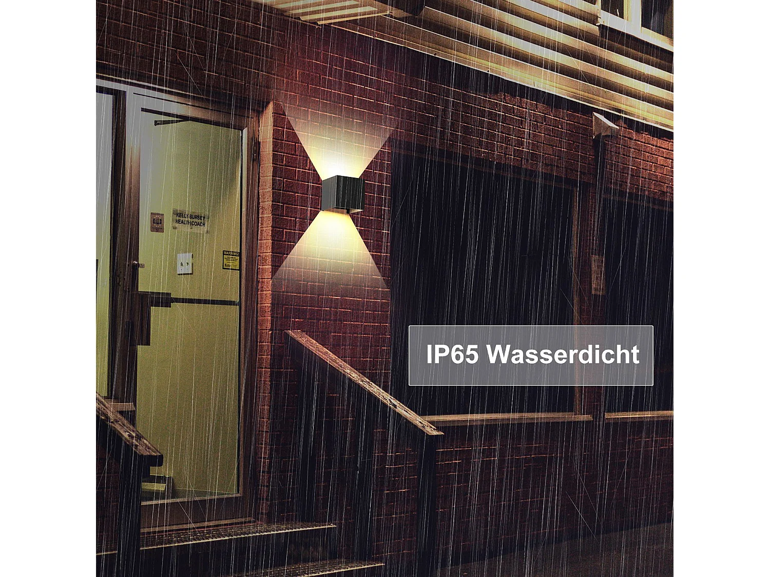 NETTLIFE Wandlamp met binnen - / buiten LED: pakket van 2 buitenlampen warm wit, IP65 buitenwandlamp, G9 wit.