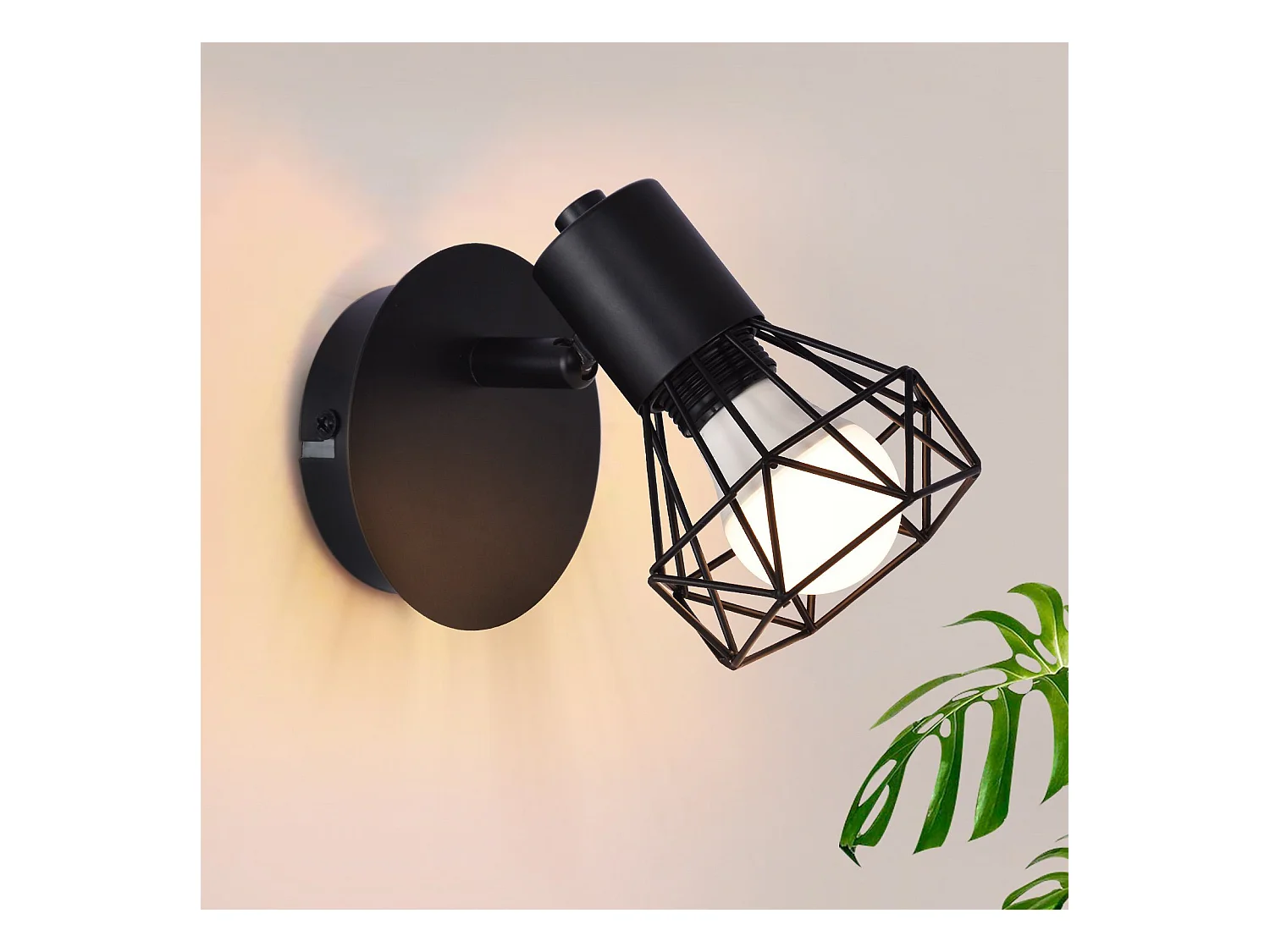 NETTLIFE Spots muraux noirs Spots muraux rétro - Applique E14 Réglable Vintage Lampe murale 1 flamme 350°40W