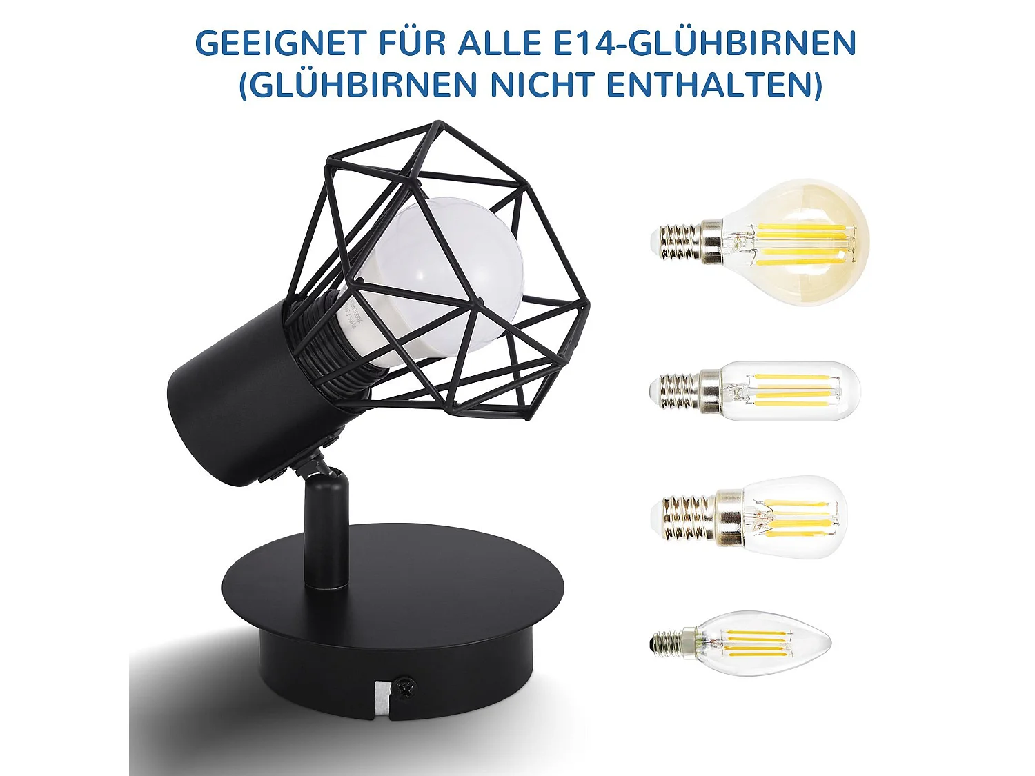 NETTLIFE Zwart geschilderde muurspots. Retro - geschilderde muurspots. E14 Toepassing. Vintage Wandlamp met verstelbare richting, 1 vlam, 350°, 40W.