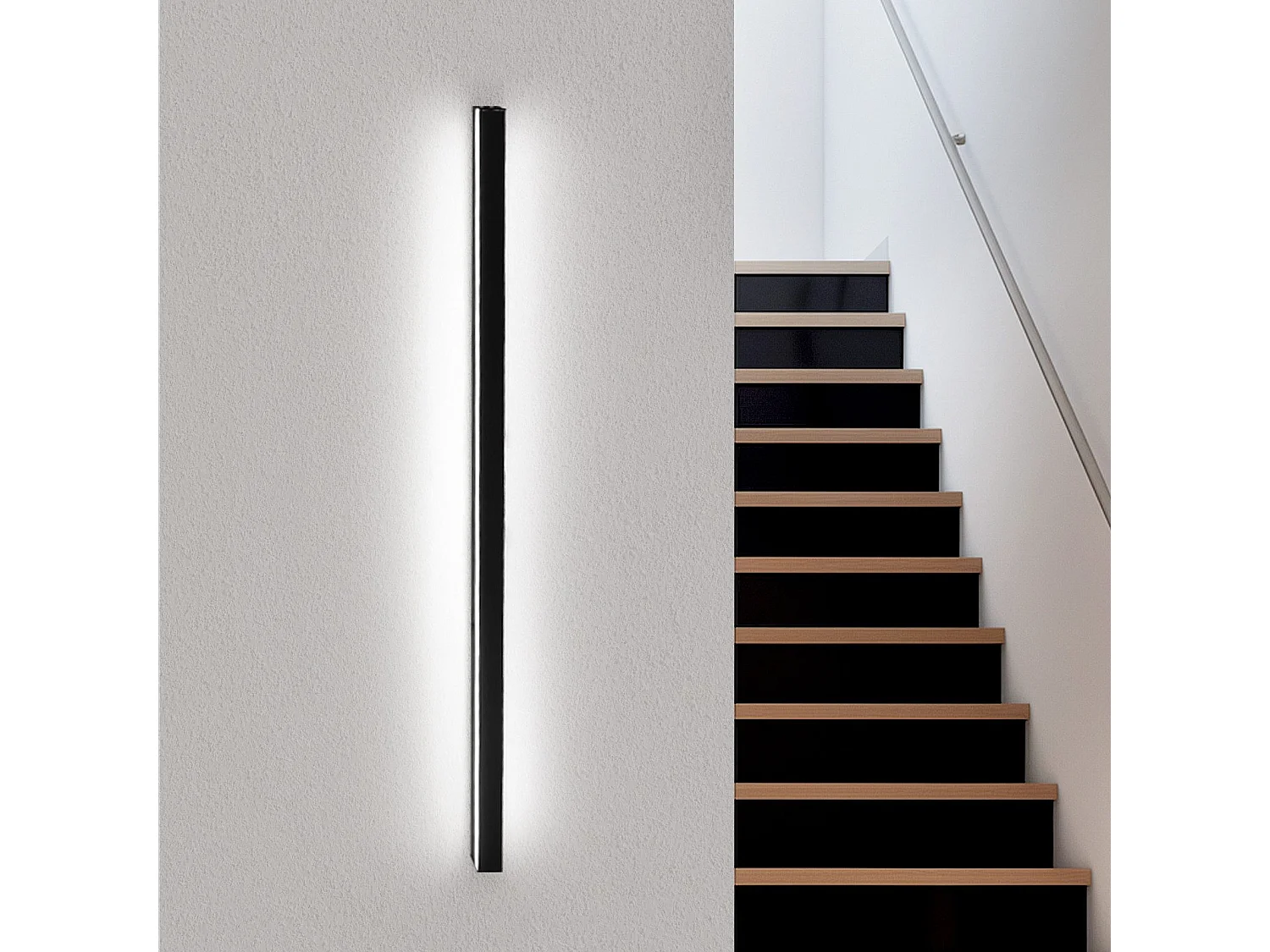 NETTLIFE LED Innenwandleuchte Schwarz - 100CM Wohnzimmer Wandbeleuchtung Moderne Flurlampe Wand 32W Schlafzimmerlampe Metallbeleuchtung