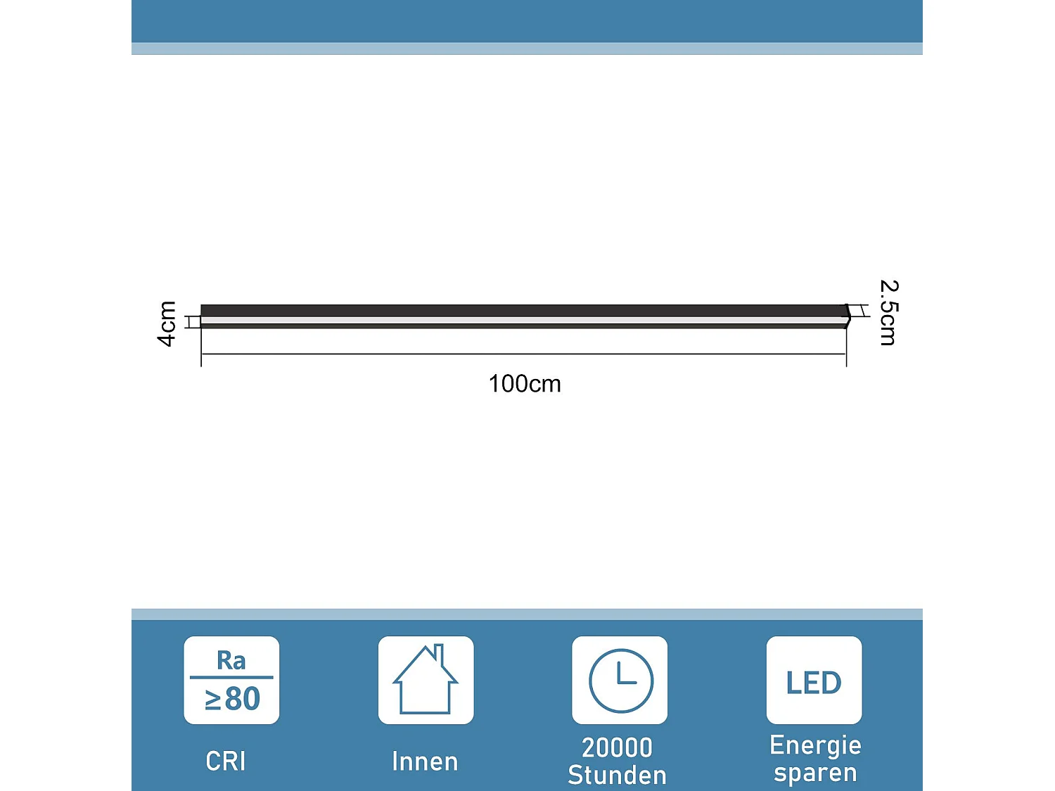 NETTLIFE LED Innenwandleuchte Schwarz - 100CM Wohnzimmer Wandbeleuchtung Moderne Flurlampe Wand 32W Schlafzimmerlampe Metallbeleuchtung