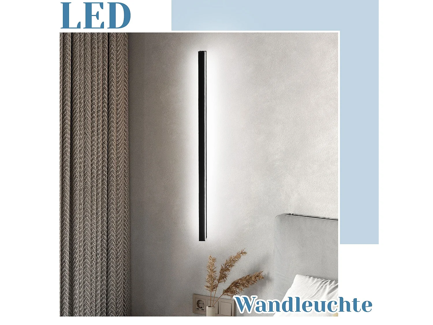 NETTLIFE LED Innenwandleuchte Schwarz - 100CM Wohnzimmer Wandbeleuchtung Moderne Flurlampe Wand 32W Schlafzimmerlampe Metallbeleuchtung