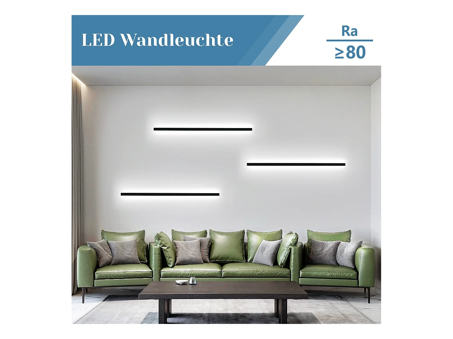 NETTLIFE interieur LED zwarte plaklamp - 100 CM Wandverlichting moderne woonkamer, ganglamp muur, 32W slaapkamerslamp, metaalverlichting.