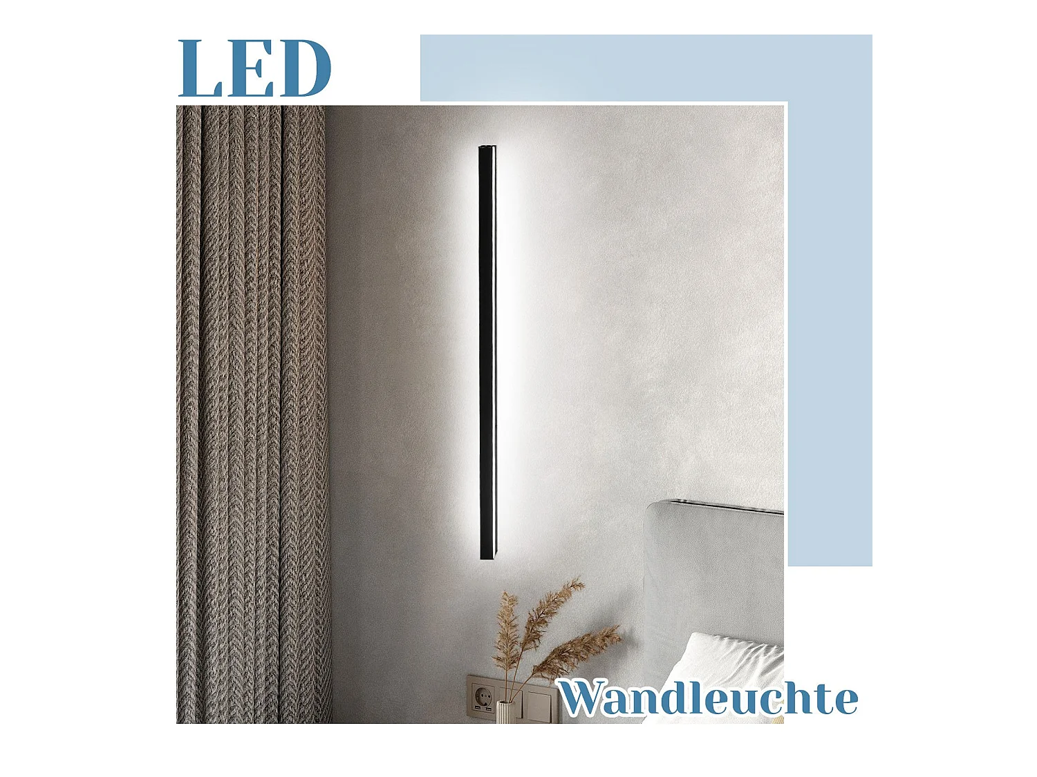 NETTLIFE interieur LED zwarte plaklamp - 100 CM Wandverlichting moderne woonkamer, ganglamp muur, 32W slaapkamerslamp, metaalverlichting.