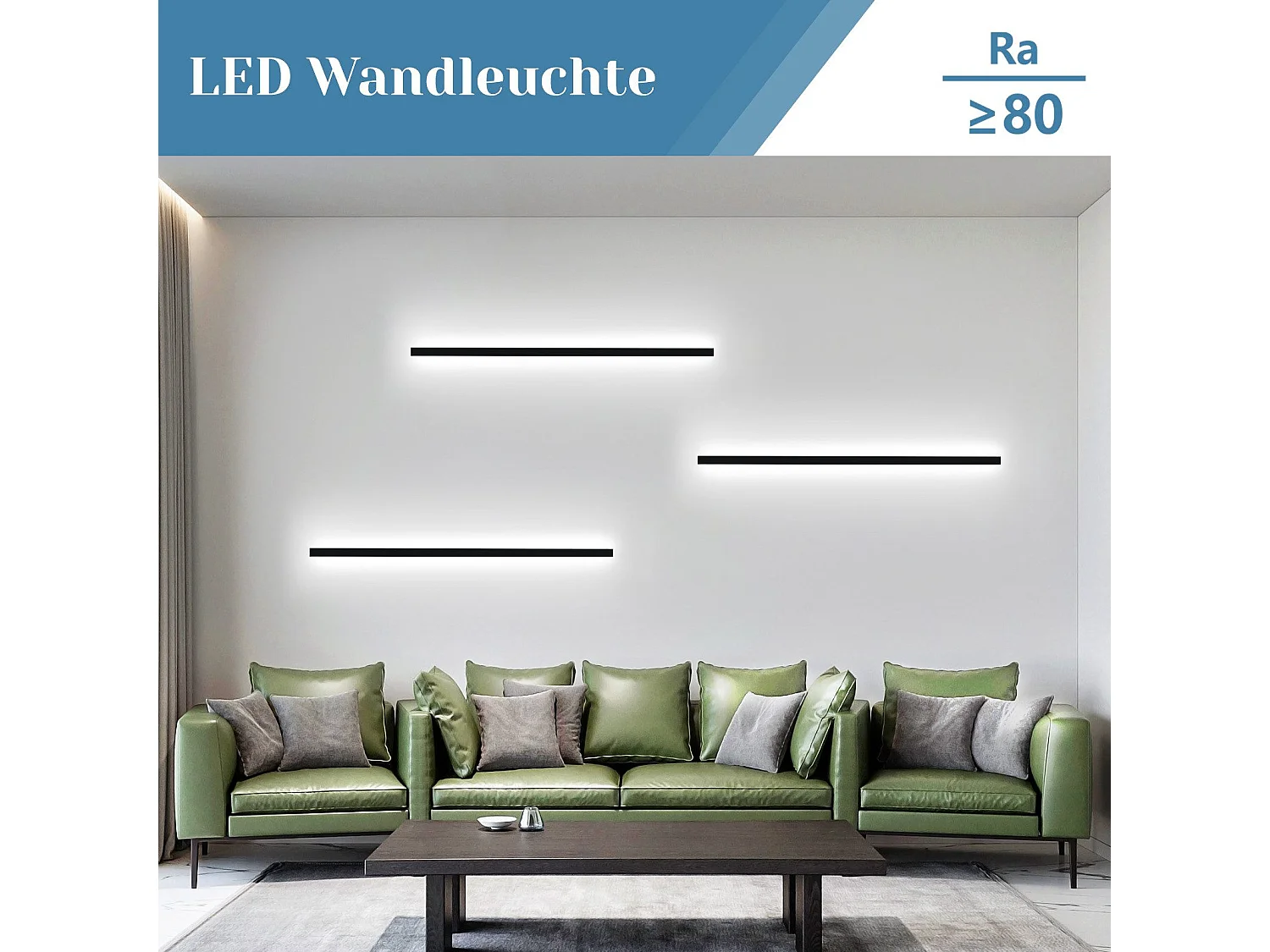 NETTLIFE LED intérieure Applique noire - 100CM Eclairage mural salon Moderne Lampe de couloir Mur 32W Lampe de chambre Métal Eclairage