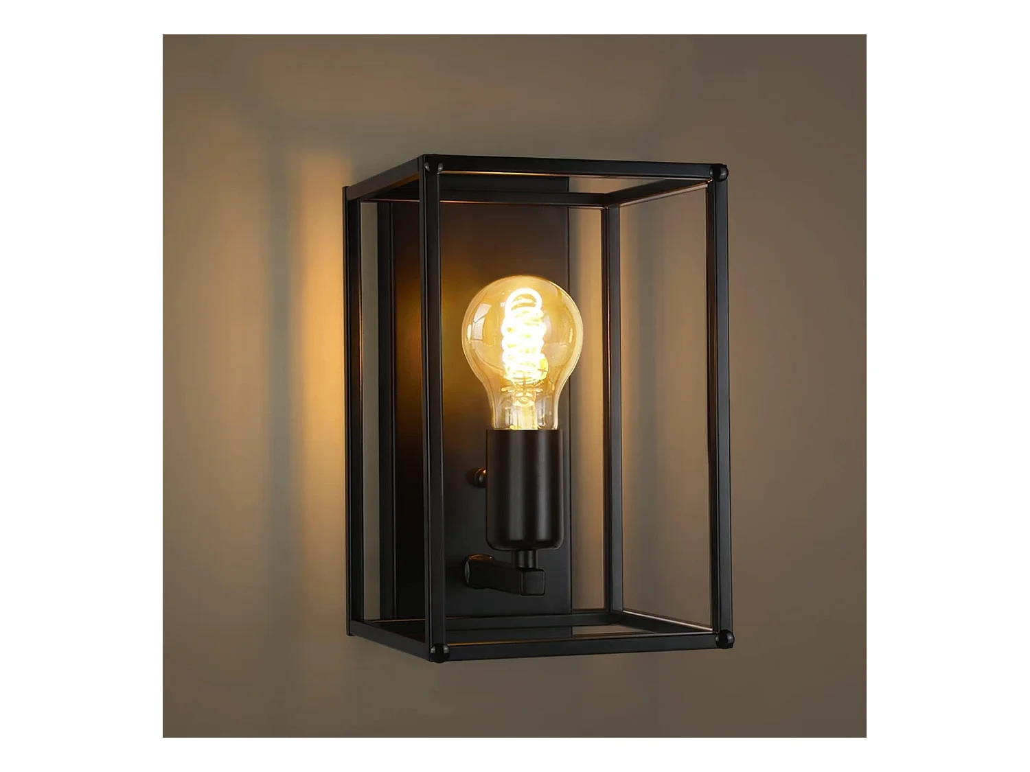 NETTLIFE Applique Intérieure Noire - Eclairage mural Vintage Chambre Eclairage Cage d'escalier Rétro Lampe de couloir E27 - Sans ampoules