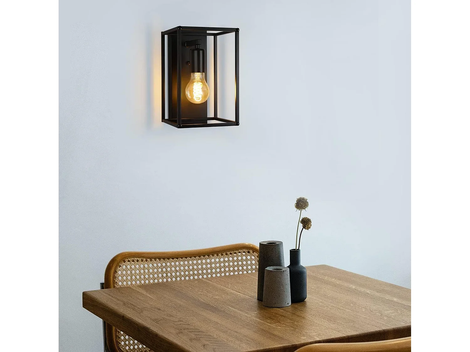 NETTLIFE Czarny kinkiet wewnętrzny - Oświetlenie ścienne w stylu vintage Oświetlenie sypialni Retro Lampa korytarzowa na klatkę schodową E27 - Bez żarówek