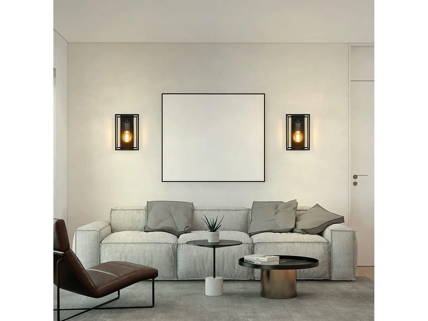 NETTLIFE Czarny kinkiet wewnętrzny - Oświetlenie ścienne w stylu vintage Oświetlenie sypialni Retro Lampa korytarzowa na klatkę schodową E27 - Bez żarówek