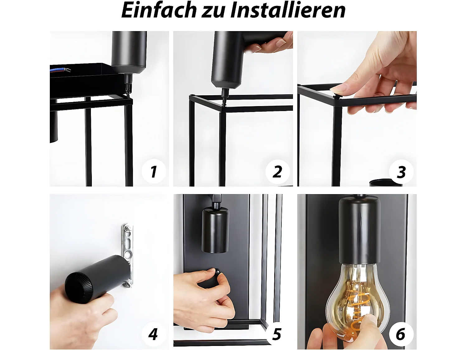 NETTLIFE Applique Intérieure Noire - Eclairage mural Vintage Chambre Eclairage Cage d'escalier Rétro Lampe de couloir E27 - Sans ampoules