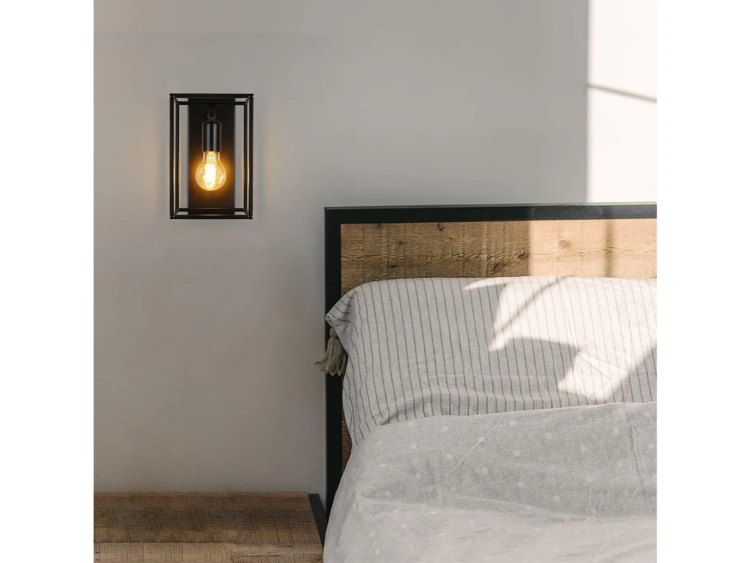 NETTLIFE Applique Intérieure Noire - Eclairage mural Vintage Chambre Eclairage Cage d'escalier Rétro Lampe de couloir E27 - Sans ampoules