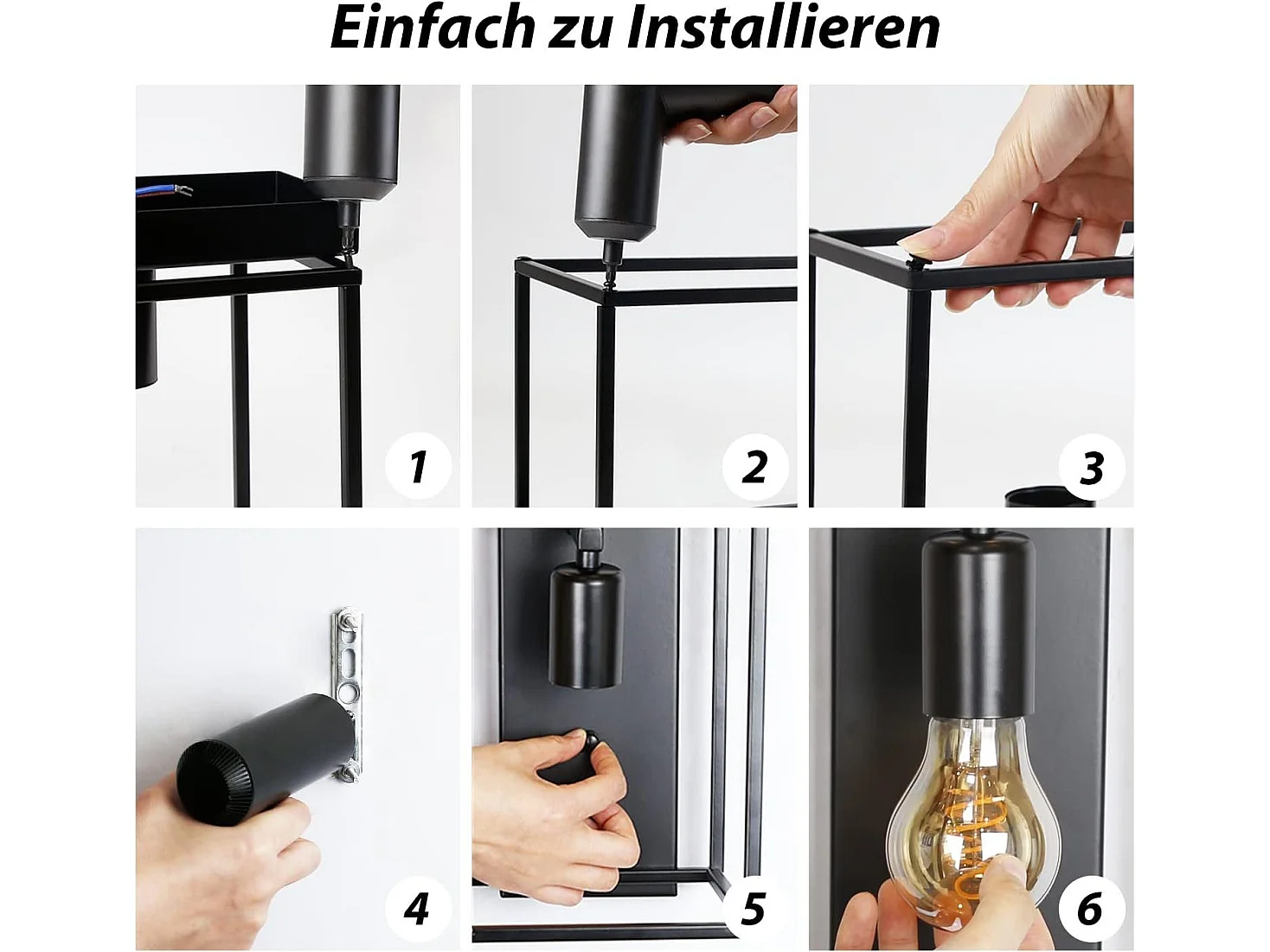 NETTLIFE Applique Intérieure Noire - Eclairage mural Vintage Chambre Eclairage Cage d'escalier Rétro Lampe de couloir E27 - Sans ampoules