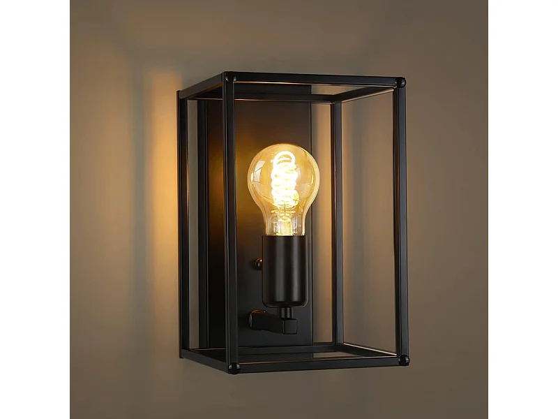 NETTLIFE Applique Intérieure Noire - Eclairage mural Vintage Chambre Eclairage Cage d'escalier Rétro Lampe de couloir E27 - Sans ampoules