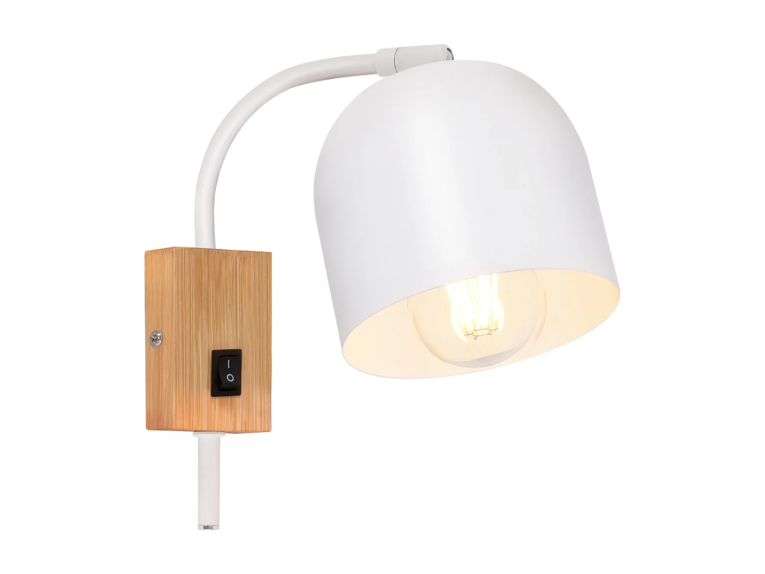 NETTLIFE Muurapparaat van hout met schakelaar - Muurspot met 1 E27 -flakkerende lamp in wit, 330° ganglamp, zonder gloeilamp.