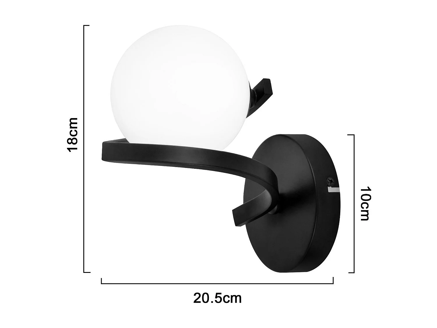 NETTLIFE Aplique de baño Focos de pared Bola de cristal G9 Aplique de pared negro 1 llama Lámpara interior blanca