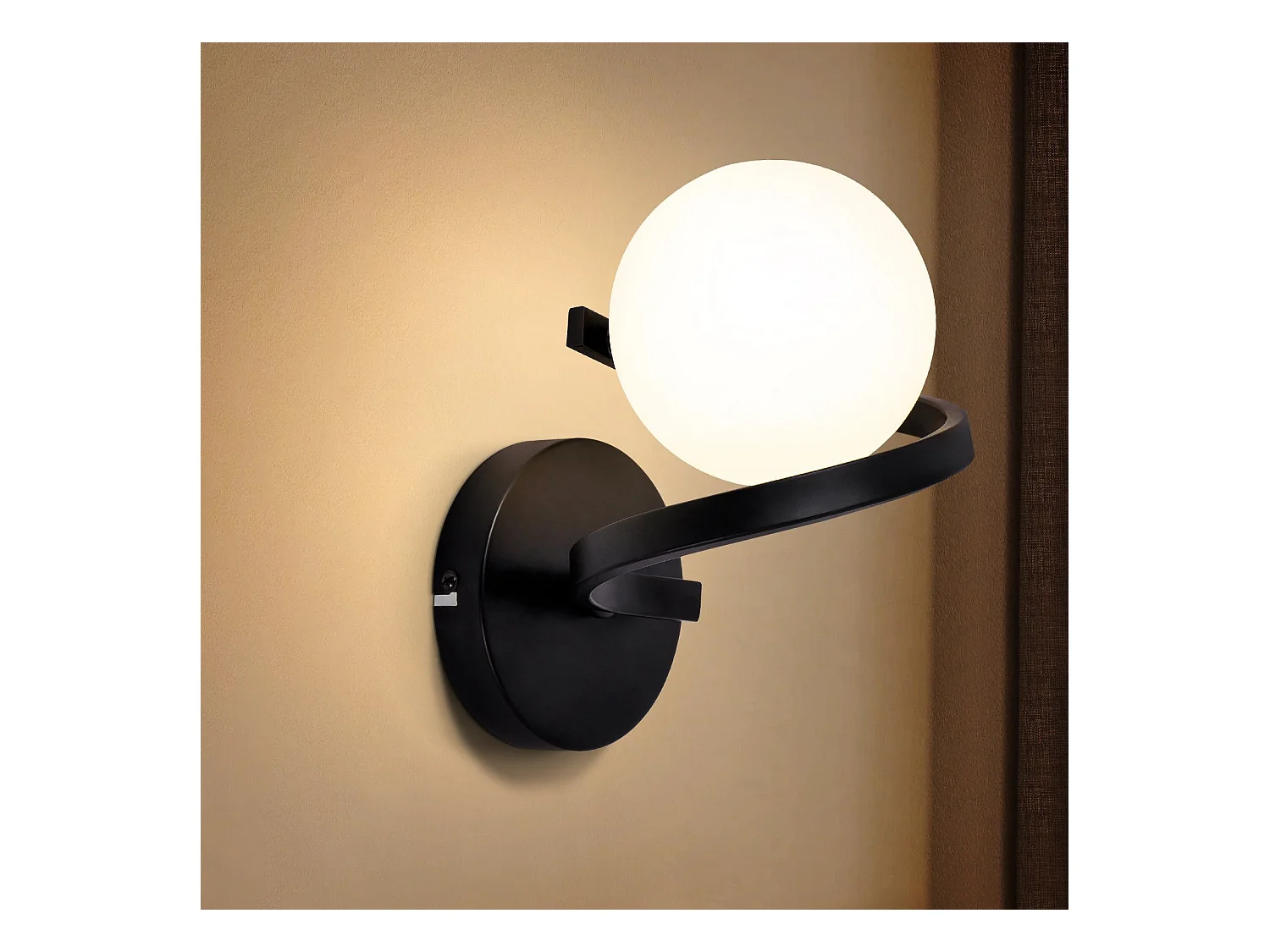 NETTLIFE Applique salle de bain Spots muraux Boule de verre G9 Noir mural 1 flamme Blanc Intérieur Lampe