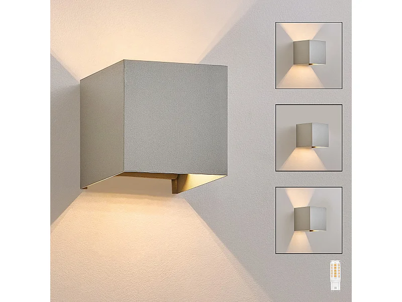 NETTLIFE LED Wandlamp voor binnen - Wandlamp voor buiten Grijs Buitenlamp IP65 Wandlamp voor buiten 3000K Warme wit.