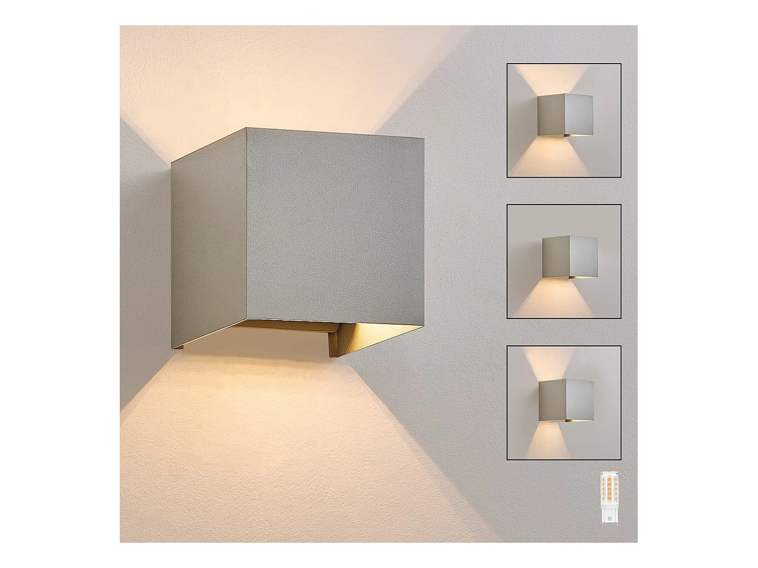 NETTLIFE LED Applique murale intérieure - Applique murale extérieure Gris Lampe extérieur IP65 Applique murale extérieure 3000K Blanc chaud