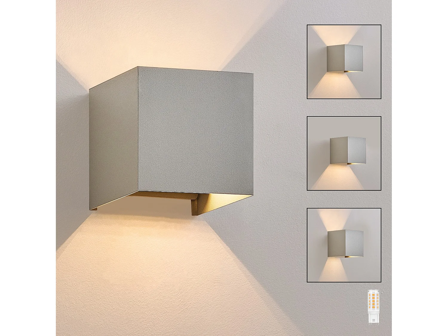 NETTLIFE LED Applique murale intérieure - Applique murale extérieure Gris Lampe extérieur IP65 Applique murale extérieure 3000K Blanc chaud