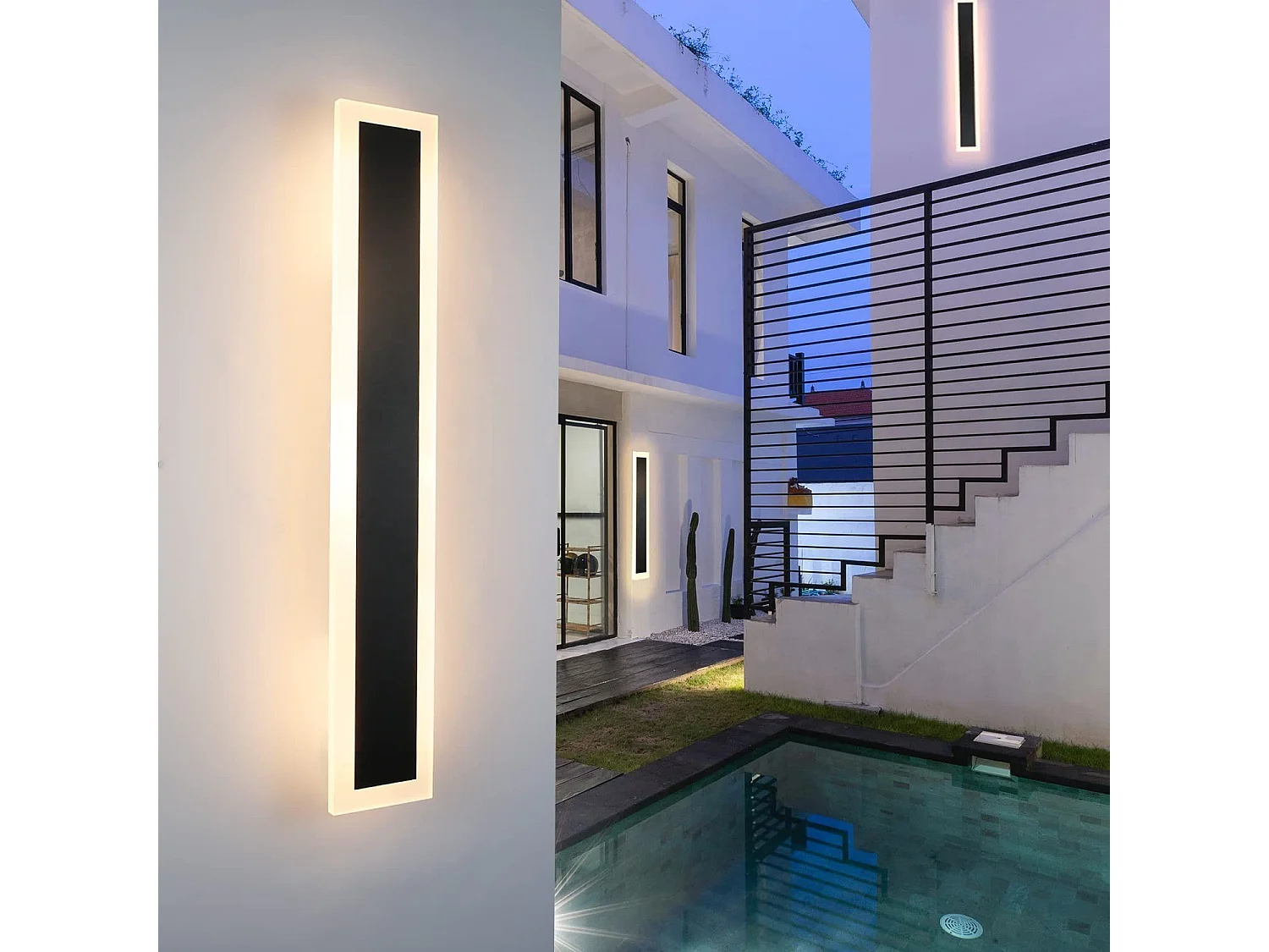 NETTLIFE Aplique LED Exterior: Aplique Interior 50cm Largo Aplique Pared Negro 10W 3000K Lámpara Exterior Moderna IP65