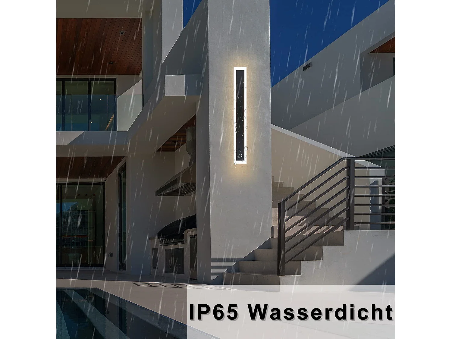 NETTLIFE Aplique LED Exterior: Aplique Interior 50cm Largo Aplique Pared Negro 10W 3000K Lámpara Exterior Moderna IP65