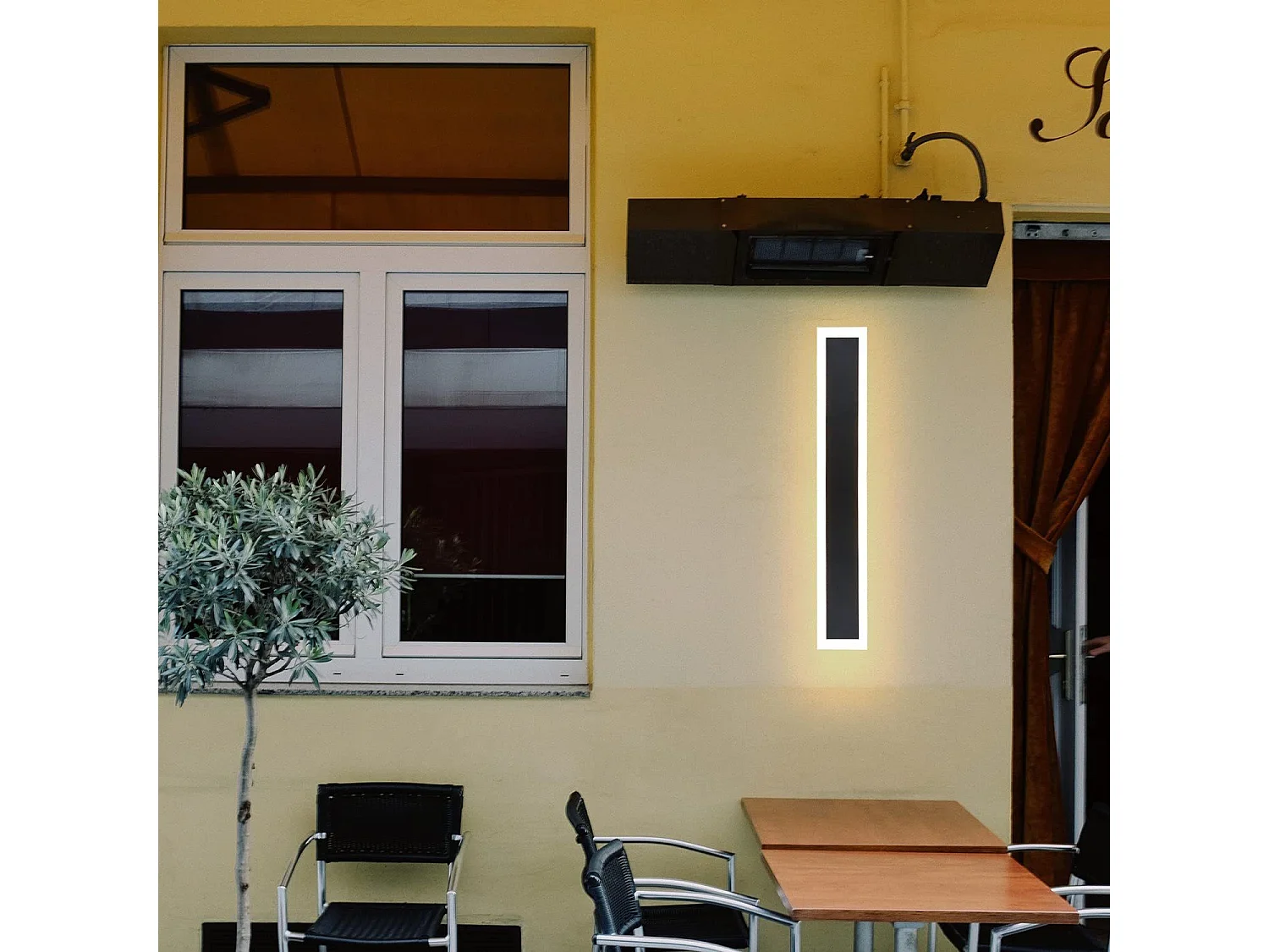NETTLIFE Aplique LED Exterior: Aplique Interior 50cm Largo Aplique Pared Negro 10W 3000K Lámpara Exterior Moderna IP65