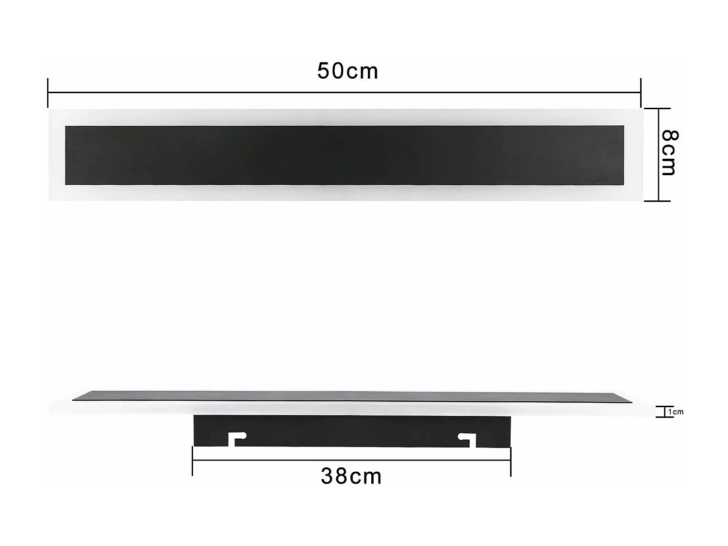 NETTLIFE Aplique LED Exterior: Aplique Interior 50cm Largo Aplique Pared Negro 10W 3000K Lámpara Exterior Moderna IP65