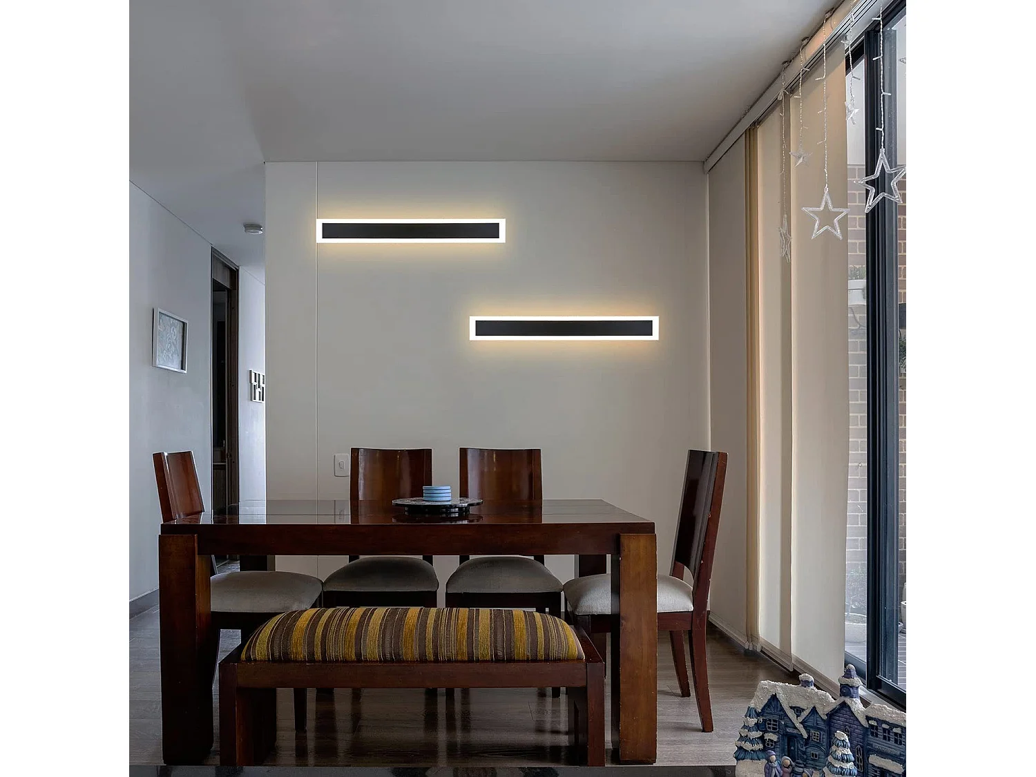 NETTLIFE Aplique LED Exterior: Aplique Interior 50cm Largo Aplique Pared Negro 10W 3000K Lámpara Exterior Moderna IP65