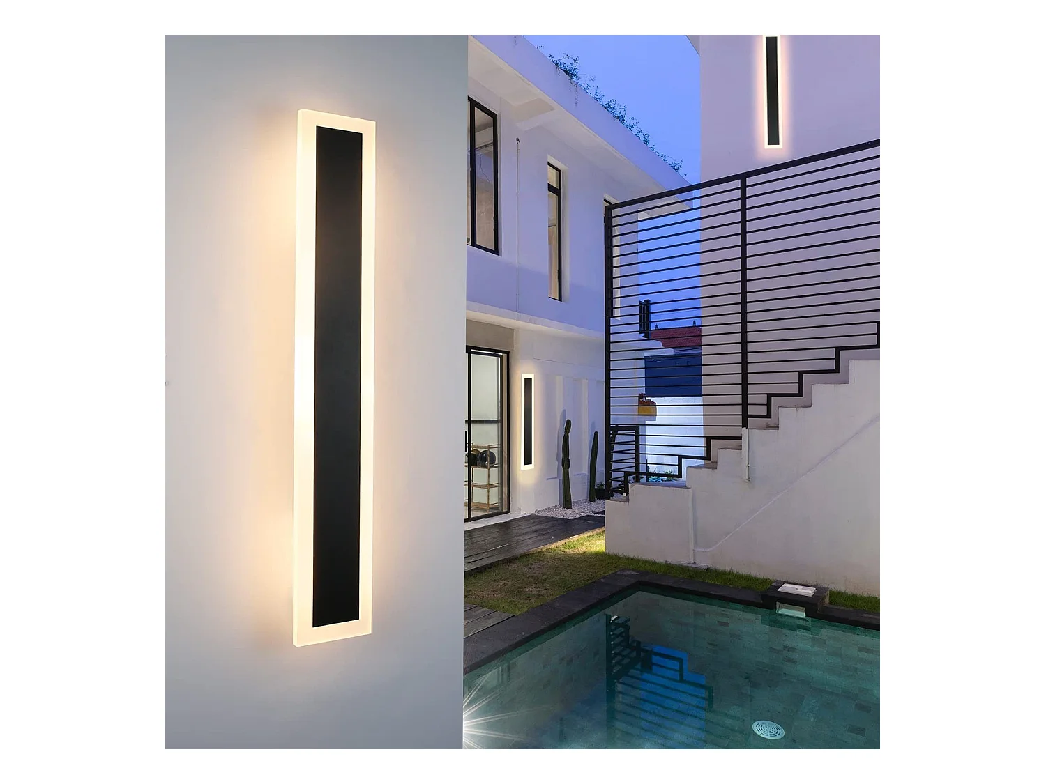 NETTLIFE Applique Extérieure LED : 50cm Applique Intérieure Longue 10W Applique Mur Noir 3000K Lampe Extérieure Moderne IP65