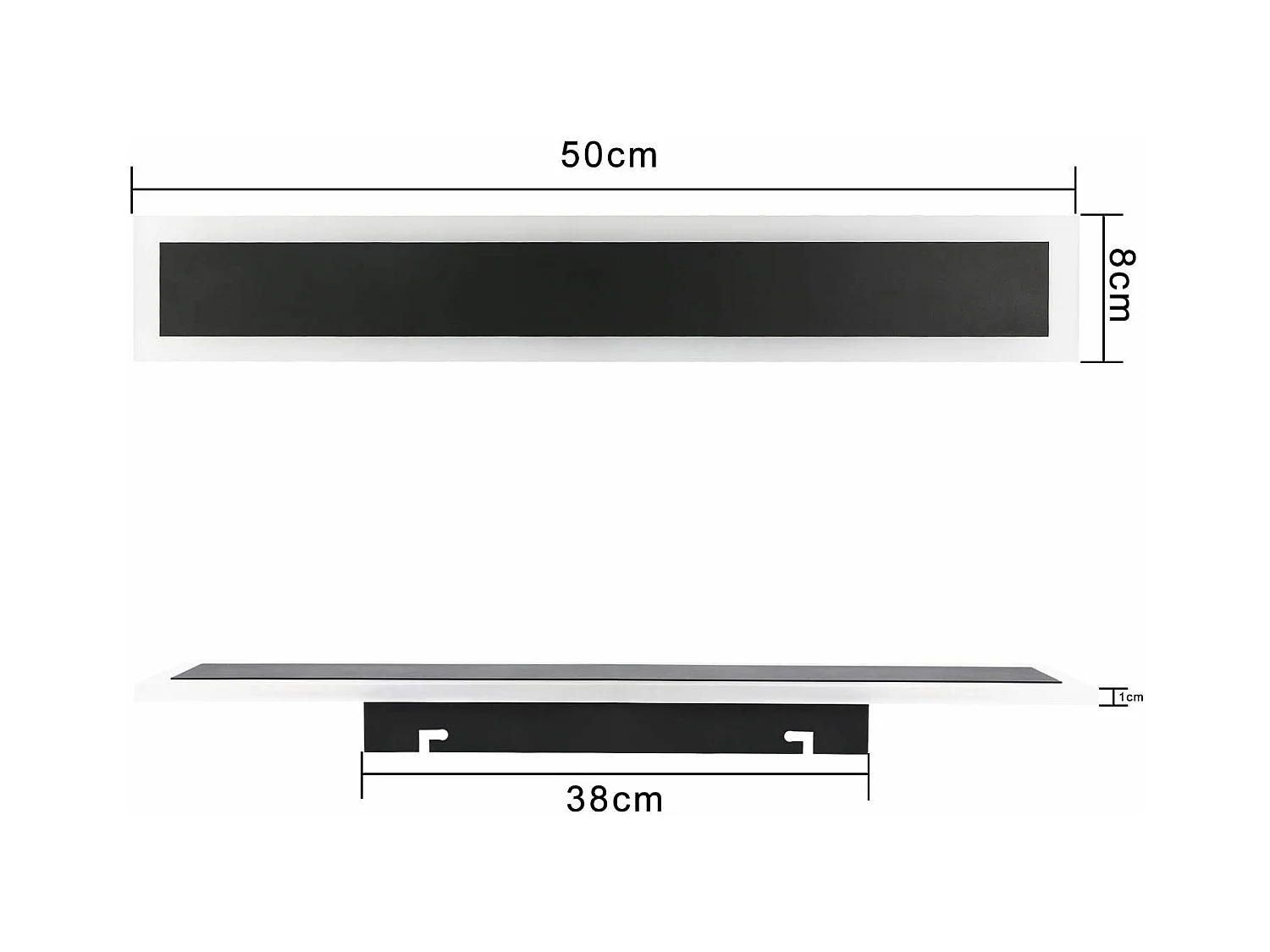 NETTLIFE Applique Extérieure LED : 50cm Applique Intérieure Longue 10W Applique Mur Noir 3000K Lampe Extérieure Moderne IP65