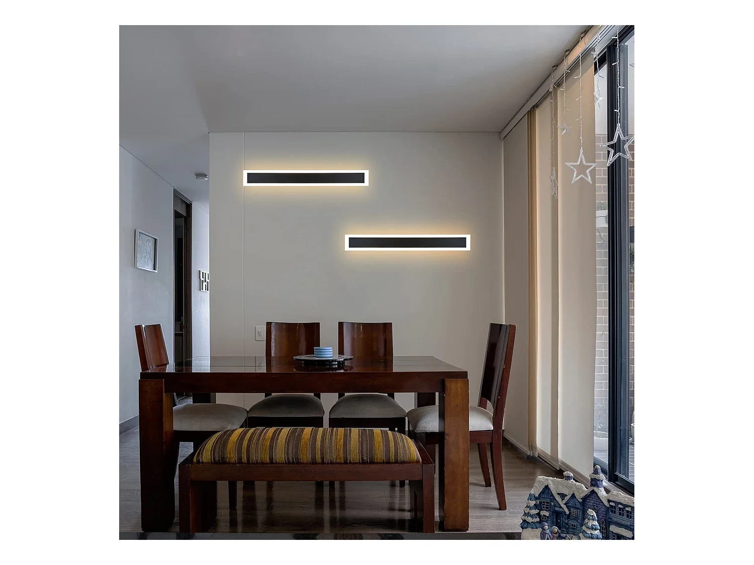 NETTLIFE Applique Extérieure LED : 50cm Applique Intérieure Longue 10W Applique Mur Noir 3000K Lampe Extérieure Moderne IP65