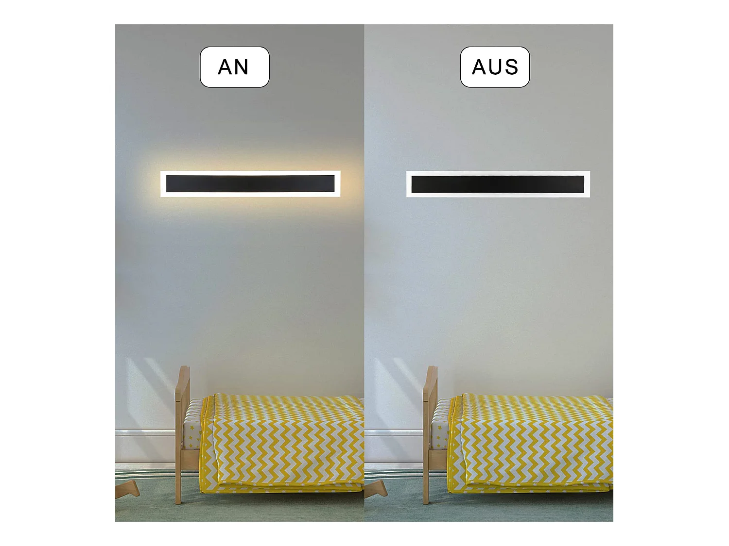 NETTLIFE Applique Extérieure LED : 50cm Applique Intérieure Longue 10W Applique Mur Noir 3000K Lampe Extérieure Moderne IP65