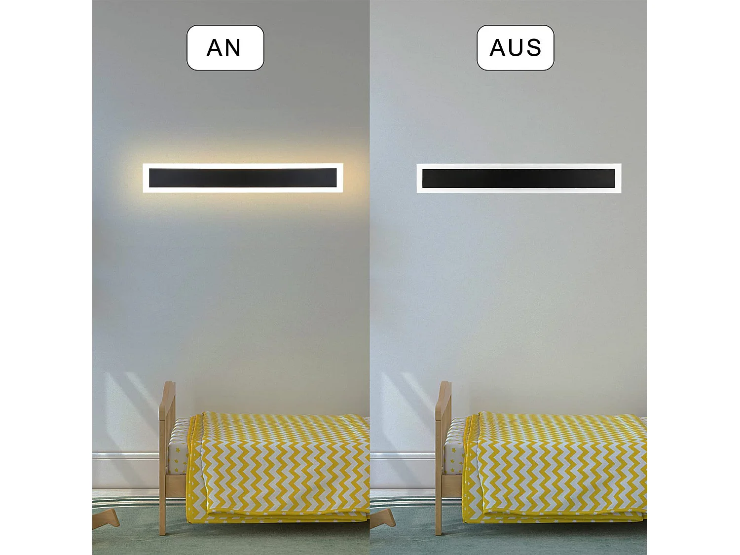 NETTLIFE Applique Extérieure LED : 50cm Applique Intérieure Longue 10W Applique Mur Noir 3000K Lampe Extérieure Moderne IP65