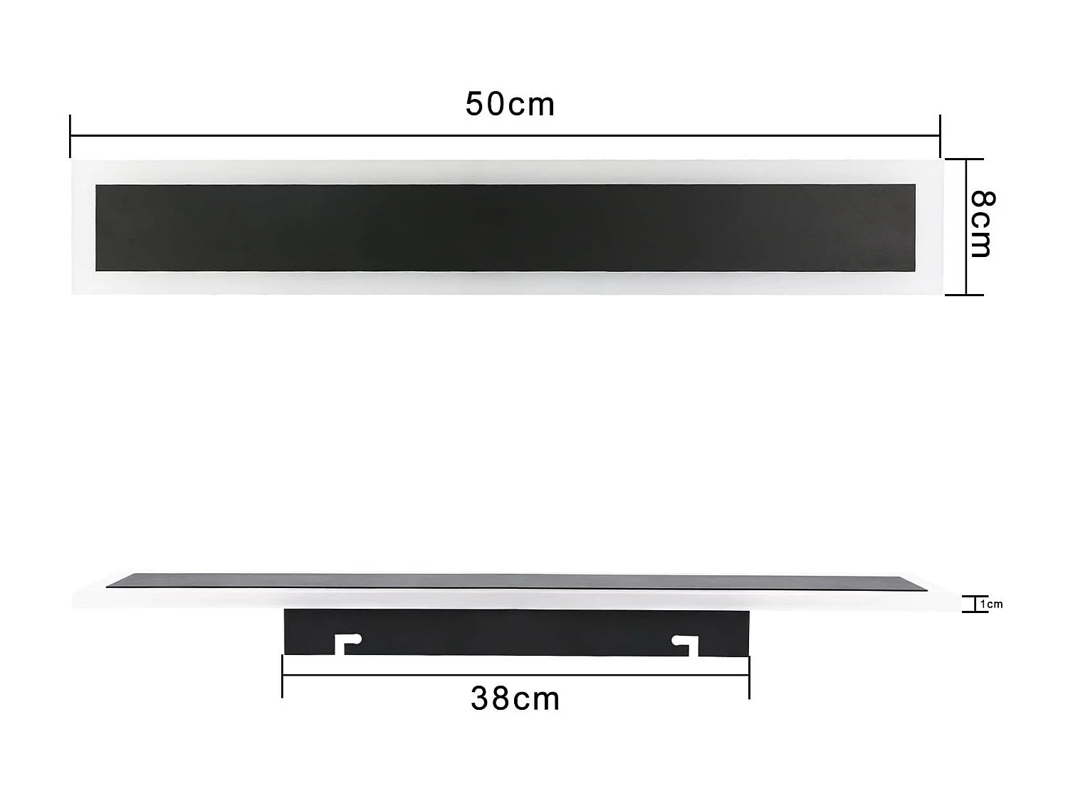 NETTLIFE Applique Extérieure LED : 50cm Applique Intérieure Longue 10W Applique Mur Noir 3000K Lampe Extérieure Moderne IP65