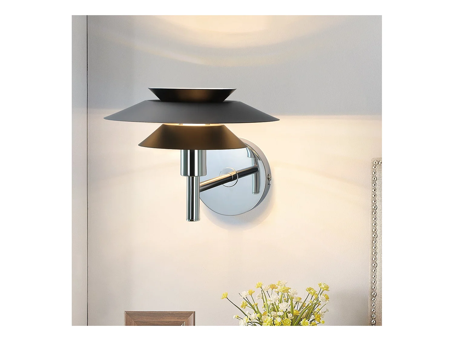NETTLIFE Applique murale intérieure Noir - Lampe de chambre à coucher Design moderne G9 Sans ampoule (Max.25W)