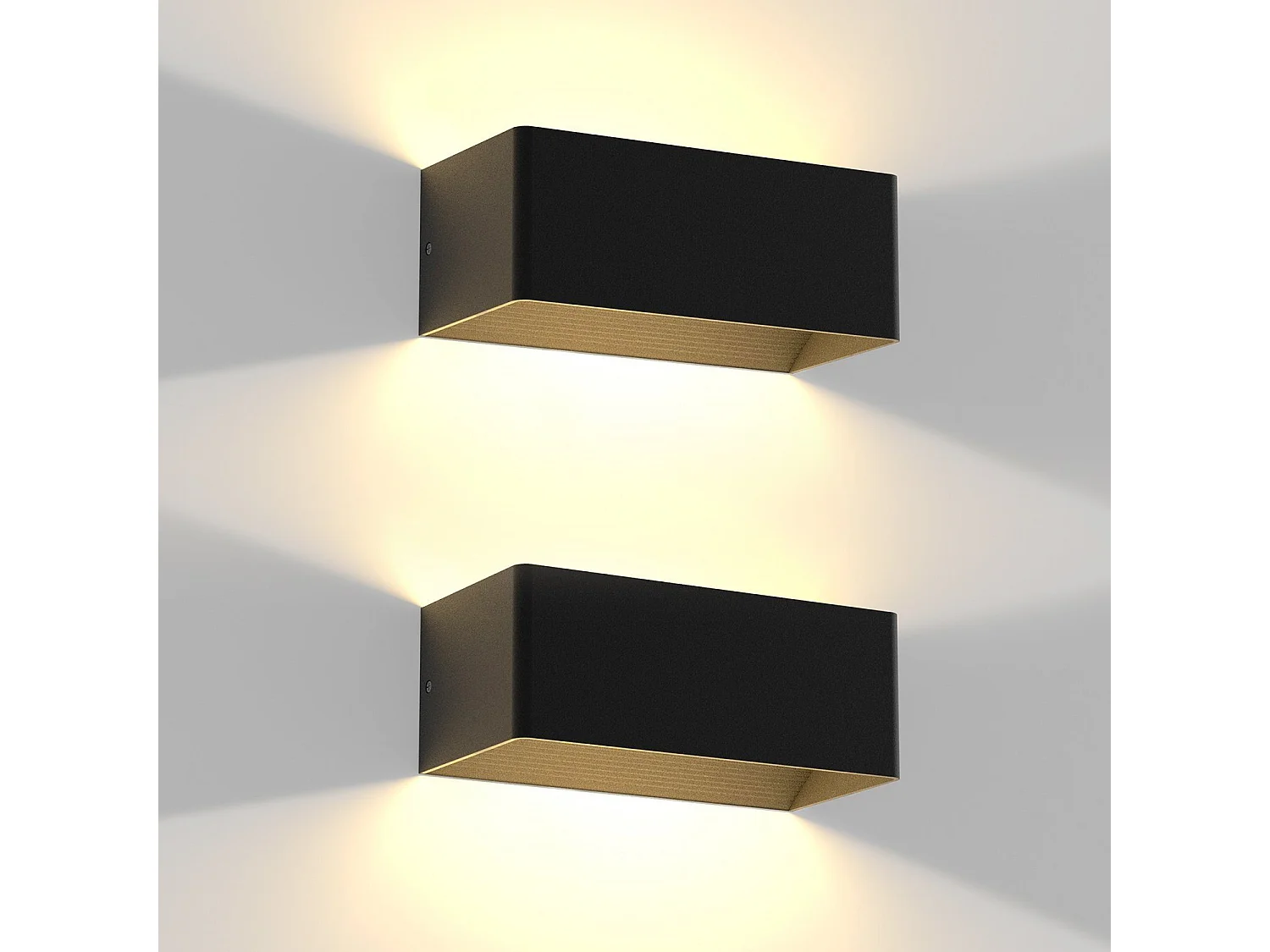 NETTLIFE - Wandlamp voor binnen gebruik, LED - 2 stuks, zwart muurlampje 5W, Up Down muurlamp voor trappenlicht, verstelbaar bundel 3000K warm wit.