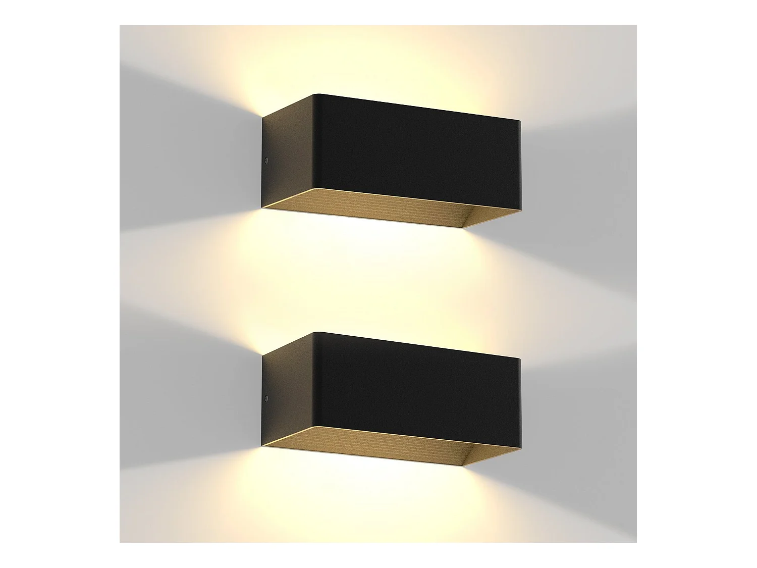 NETTLIFE LED Applique murale intérieure - 2 ver Eclairage mural noir 5W Spot mural Up Down Lampe d'escalier Faisceau réglable 3000K Blanc chaud