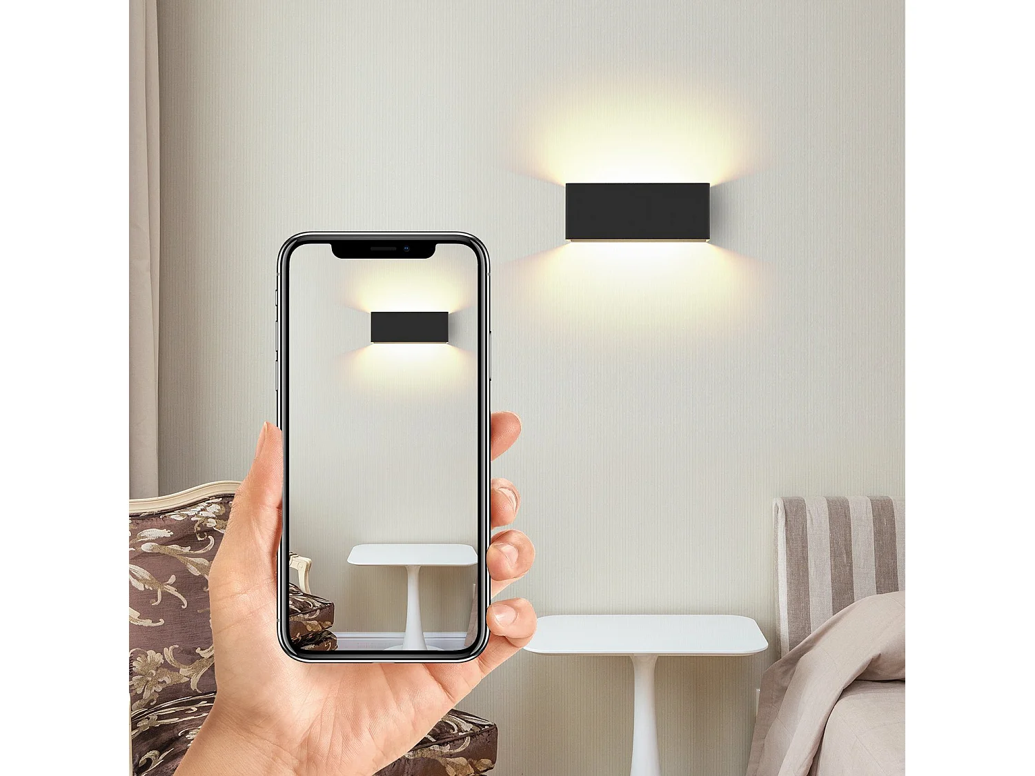 NETTLIFE LED Applique murale intérieure - 2 ver Eclairage mural noir 5W Spot mural Up Down Lampe d'escalier Faisceau réglable 3000K Blanc chaud