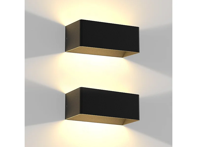 NETTLIFE - Wandlamp voor binnen gebruik, LED - 2 stuks, zwart muurlampje 5W, Up Down muurlamp voor trappenlicht, verstelbaar bundel 3000K warm wit.