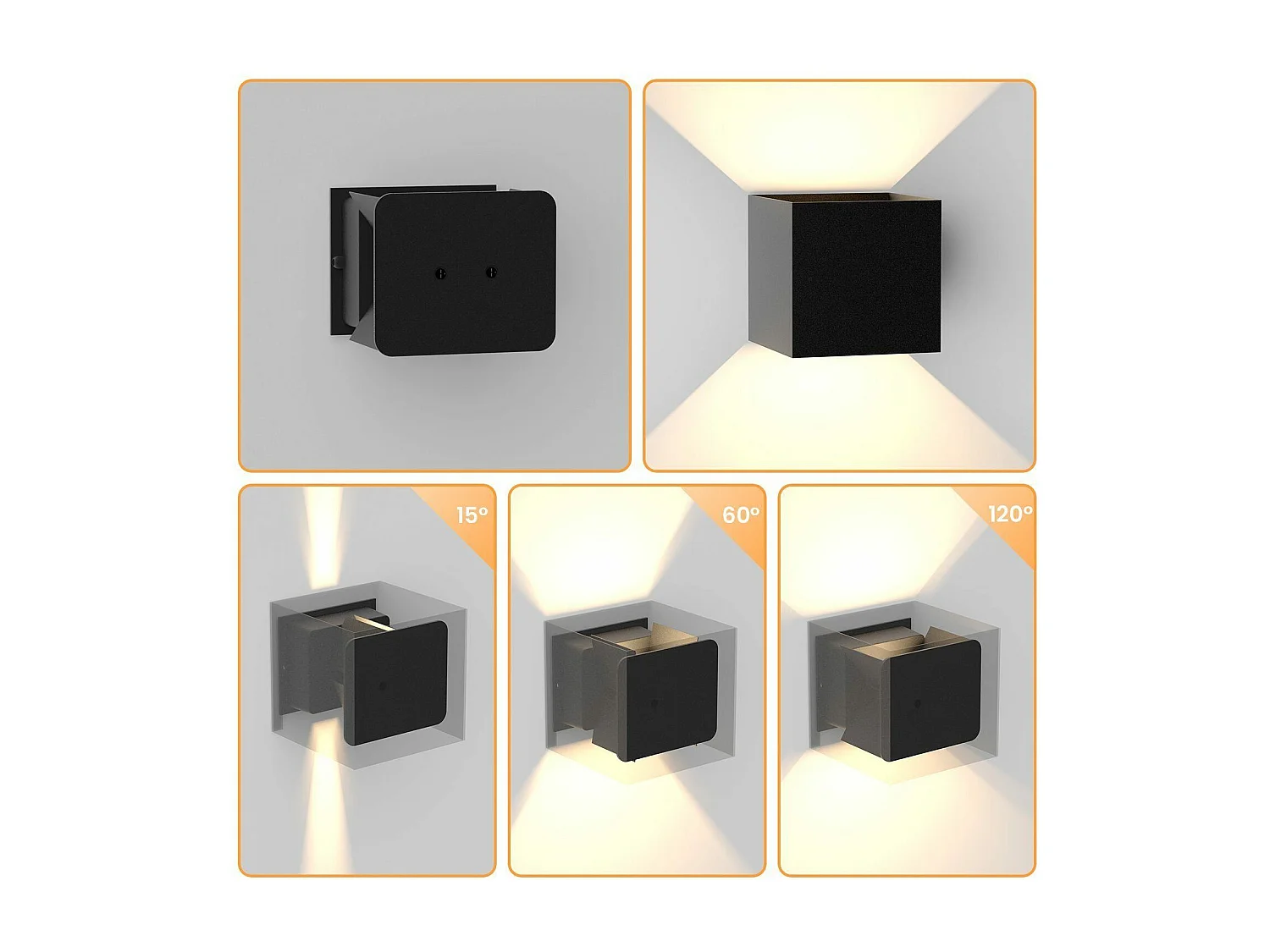 NETTLIFE Kinkiet wewnętrzny LED Czarny oświetlenie zewnętrzne naścienne 5 W Lampa zewnętrzna Up Down Reflektor ścienny IP65 Oświetlenie 3000 K Ciepły biały