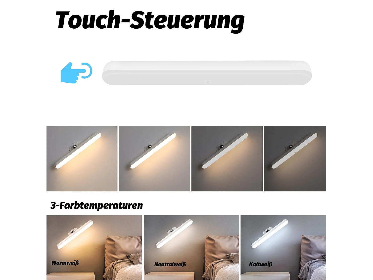 NETTLIFE LED keukenkastlicht met bewegingssensor - Oplaadbare USB keukenlamp, keukenkastlicht van 24 cm.