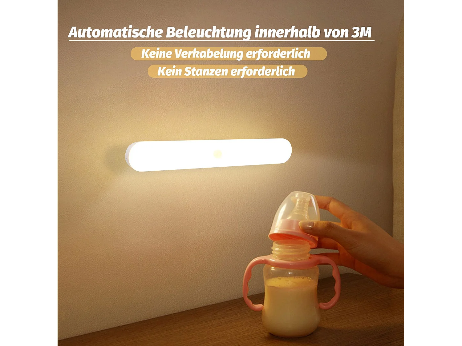 NETTLIFE LED keukenkastlicht met bewegingssensor - Oplaadbare USB keukenlamp, keukenkastlicht van 24 cm.