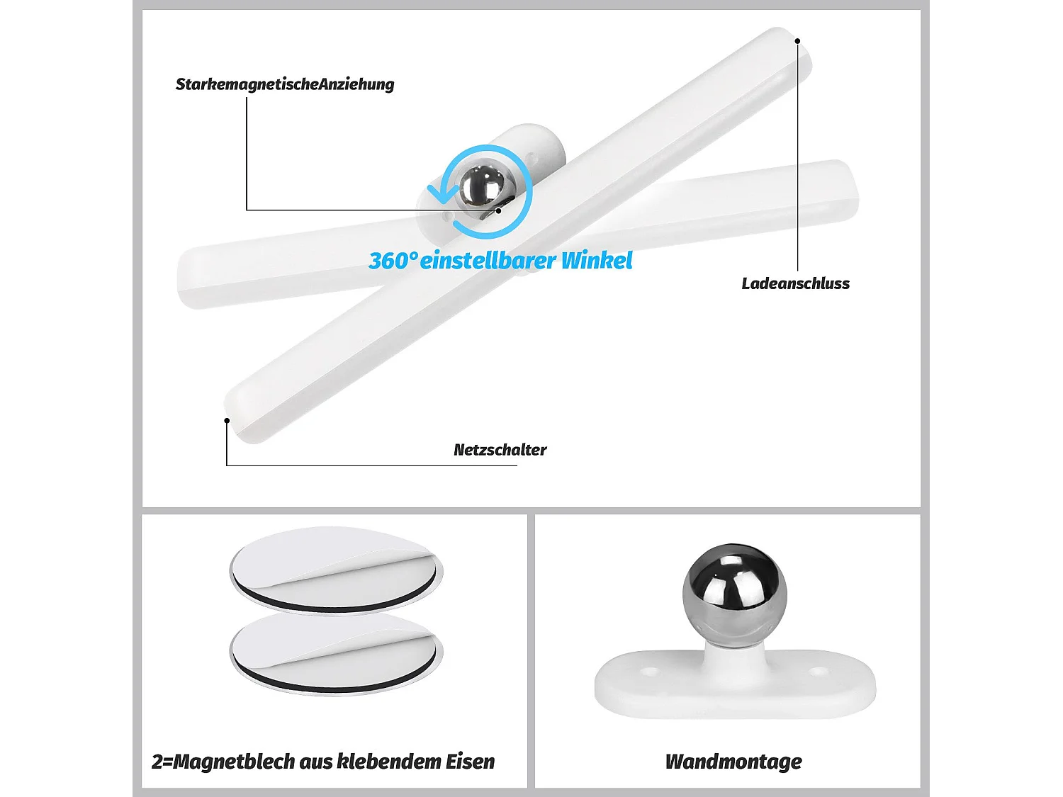 NETTLIFE LED keukenkastlicht met bewegingssensor - Oplaadbare USB keukenlamp, keukenkastlicht van 24 cm.