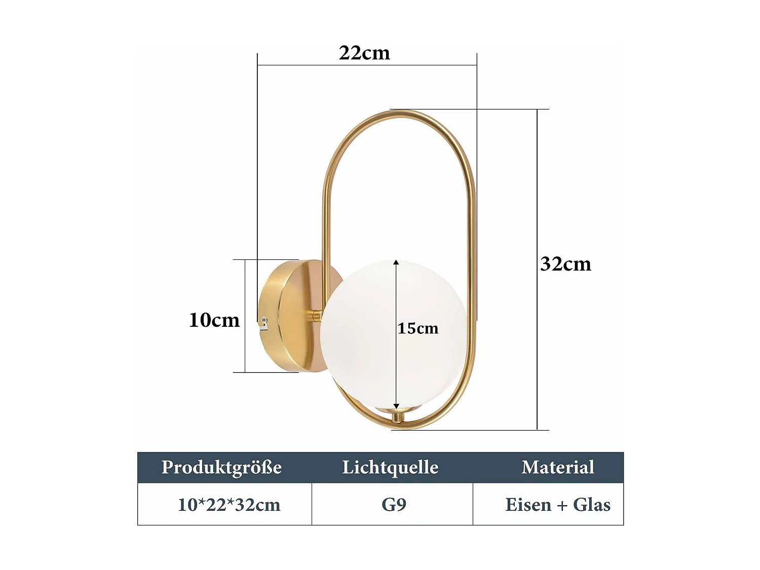 NETTLIFE Lámpara de pared interior moderna - Lámpara de pared de diseño de metal de vidrio dorado G9 Lámpara de cama creativa vintage para baño