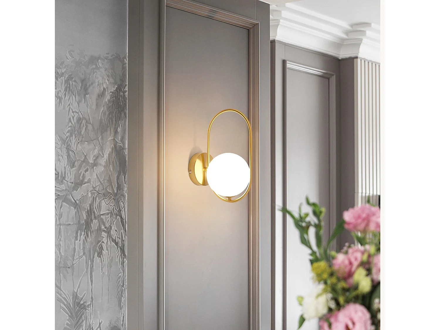 NETTLIFE Lámpara de pared interior moderna - Lámpara de pared de diseño de metal de vidrio dorado G9 Lámpara de cama creativa vintage para baño