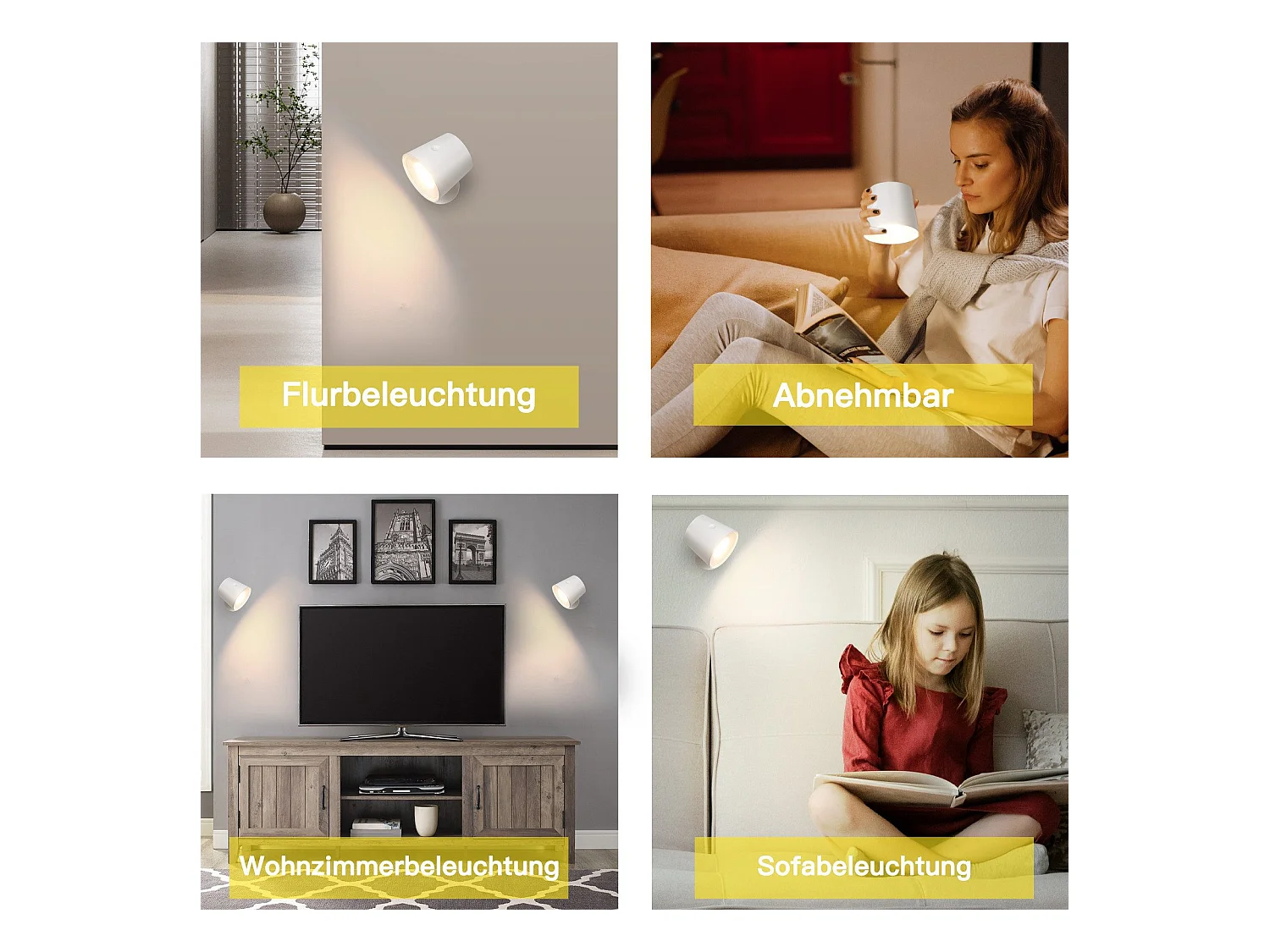 NETTLIFE Applique murale intérieure sans alimentation électrique : Lampe murale LED avec interrupteur eBlanc Sans fil Eclairage mural Touch Variable