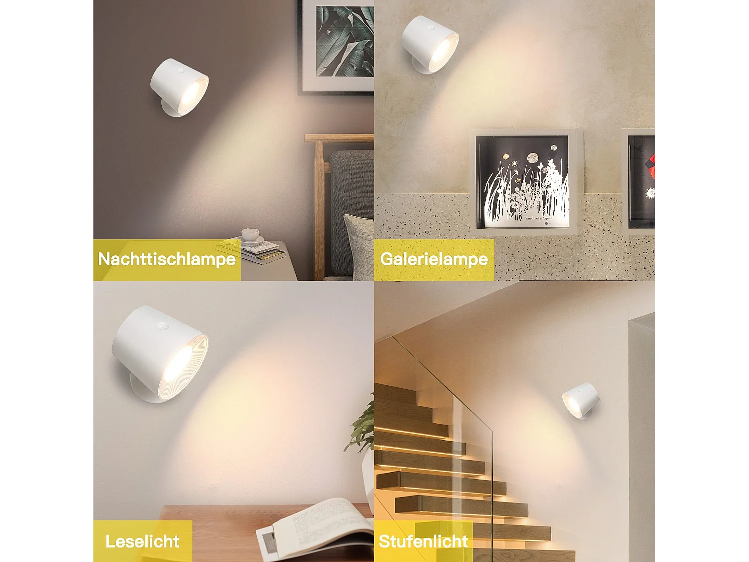 NETTLIFE Applique murale intérieure sans alimentation électrique : Lampe murale LED avec interrupteur eBlanc Sans fil Eclairage mural Touch Variable