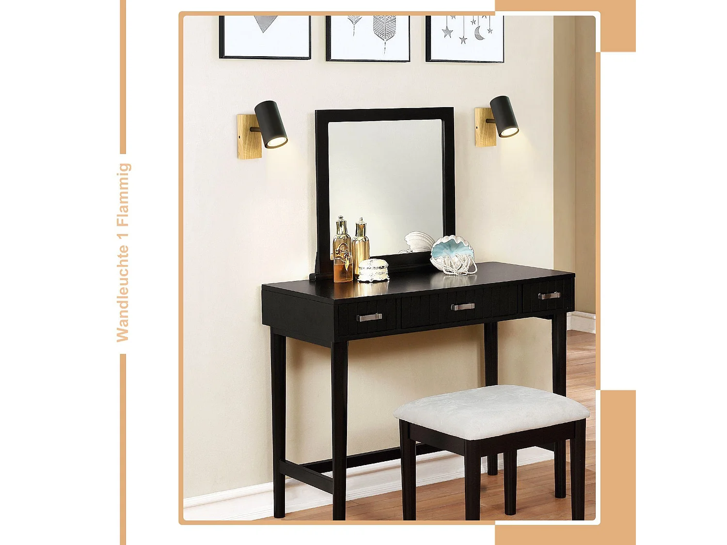 NETTLIFE Plafonnier 1 flamme Bois - Noir Plafonnier couloir Métal Rétro GU10 350°Plot de plafond pivotant  Max.40W