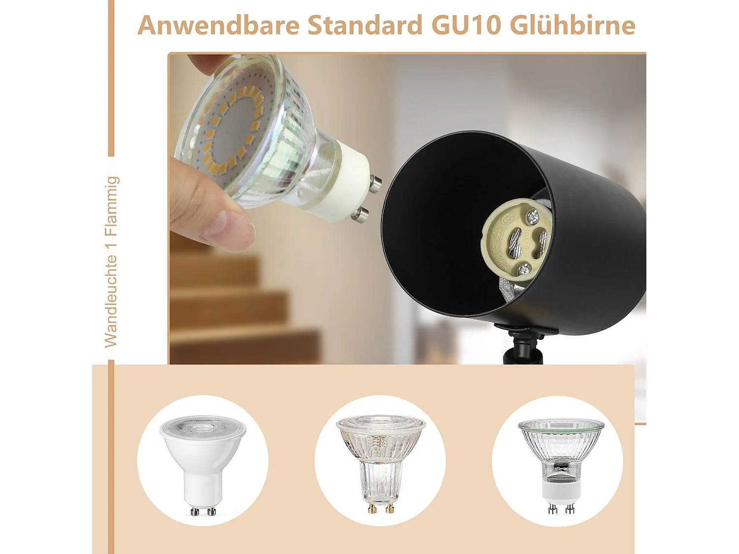 NETTLIFE Plafonnier 1 flamme Bois - Noir Plafonnier couloir Métal Rétro GU10 350°Plot de plafond pivotant  Max.40W