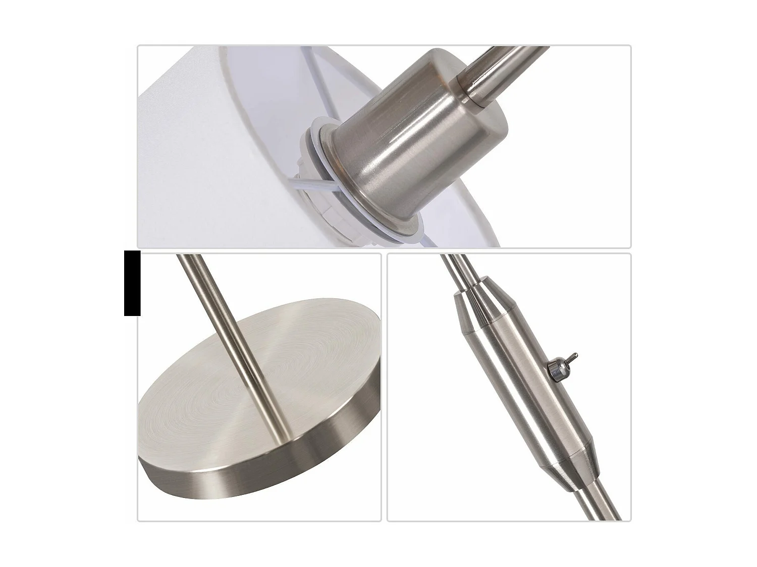 NETTLIFE Lampe sur pied salon vintage noire, lampadaire moderne en tissu avec arc pivotant à 360°, interrupteur basculant E14,  sans ampoule.